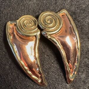 Gold and Copper Spiral Earrings